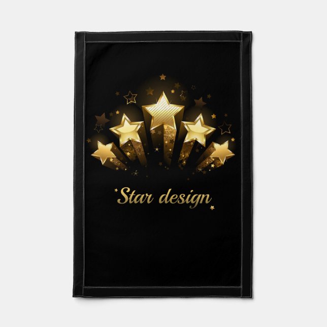 Five gold stars on black pennant (Front)