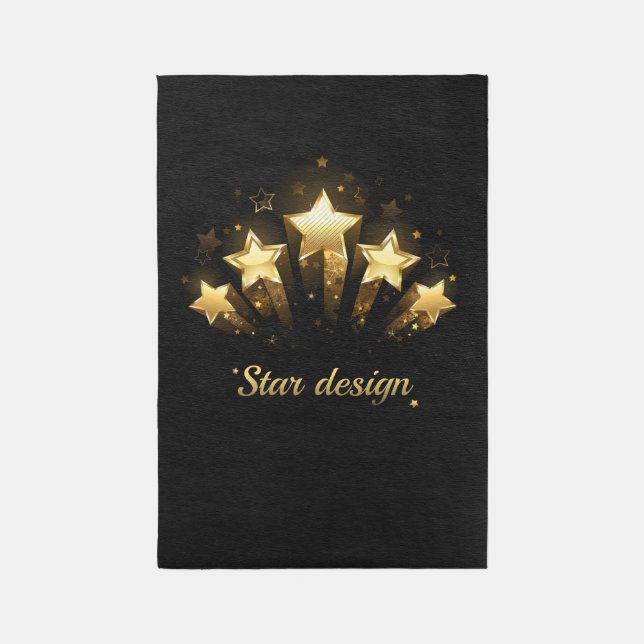Five gold stars on black rug (Front (Vertical))