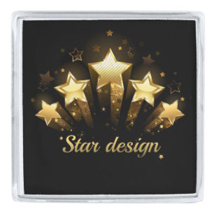 Five gold stars on black silver finish lapel pin