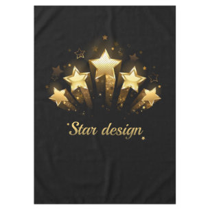 Five gold stars on black tablecloth