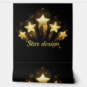 Five gold stars on black wallpaper 