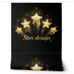 Five gold stars on black wallpaper