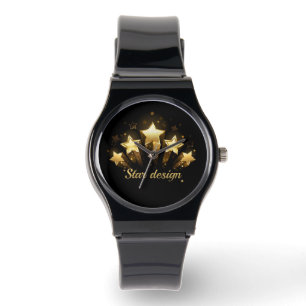 Five gold stars on black watch