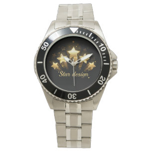Five gold stars on black watch