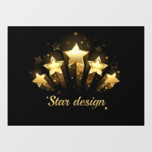 Five gold stars on black window cling
