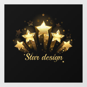 Five gold stars on black window cling