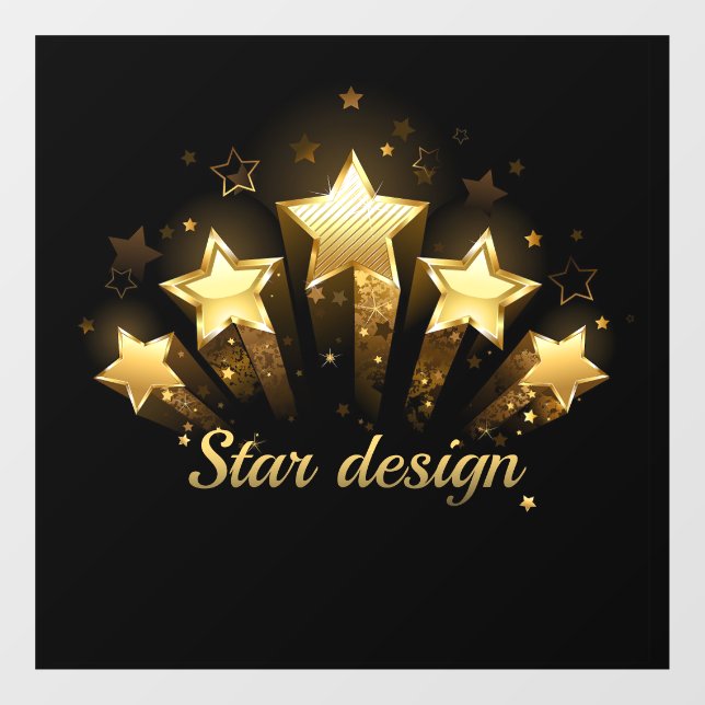 Five gold stars on black window cling (Sheet)