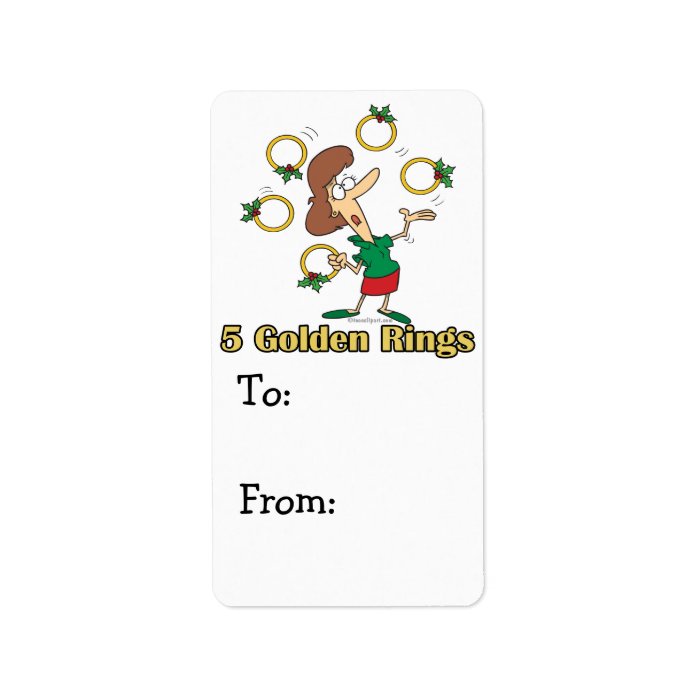 five golden gold rings 5th fifth day of christmas custom address labels