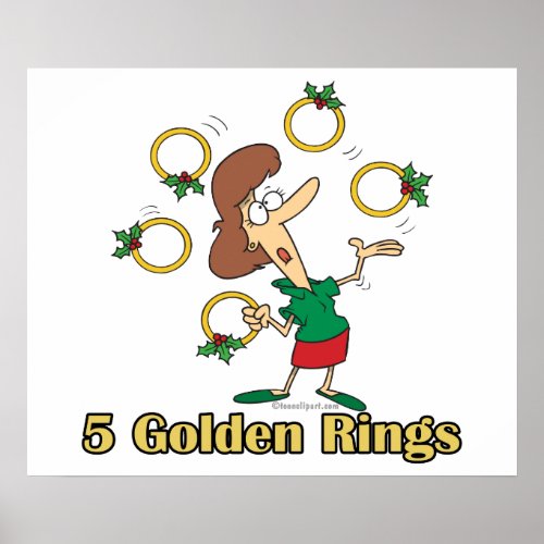 five golden gold rings 5th fifth day of christmas poster