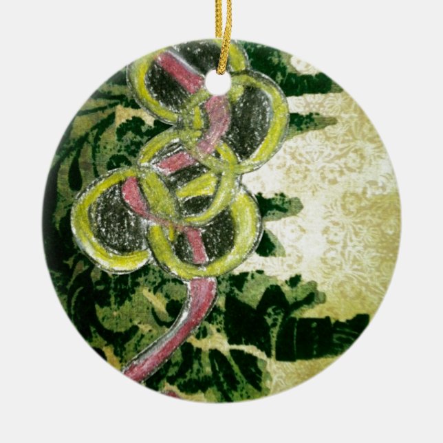 Five Golden Rings Ceramic Ornament (Front)