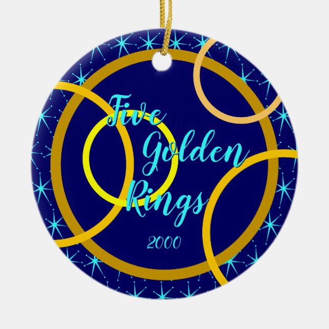 Five Golden Rings - Custom year Ceramic Ornament (Front)