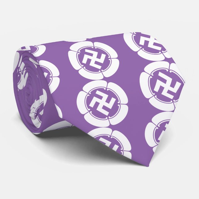 Five Gourd Crest with Manji Symbol Neck Tie (Rolled)