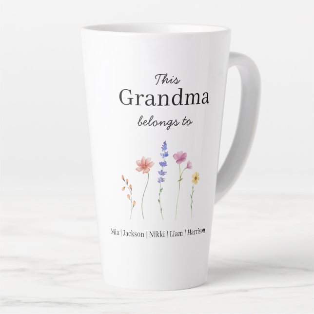 Five Grandchildren Personalized  Latte Mug (Right Angle)