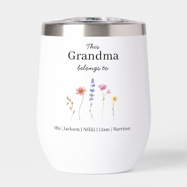Five Grandchildren Personalized  Thermal Wine Tumbler (Front)