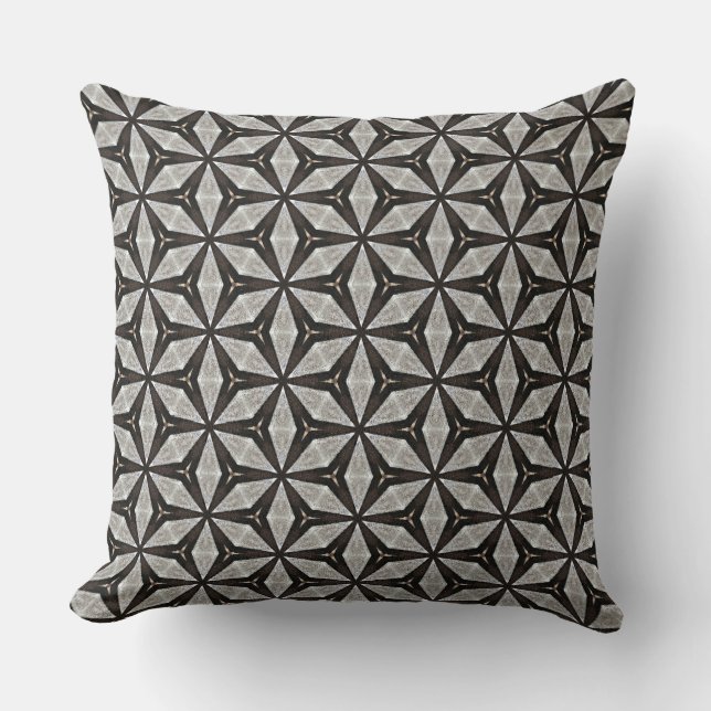 Five Gray Metallic Petals Linked Pattern Design Throw Pillow (Front)