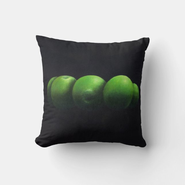 Five Green Apples Throw Pillow (Front)