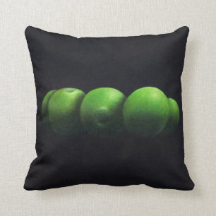 Five Green Apples Throw Pillow