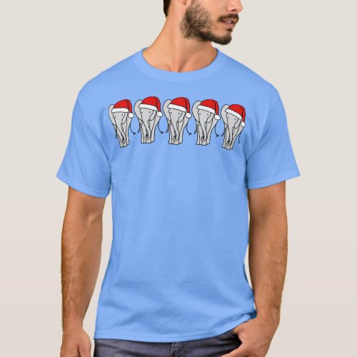Five Grey Elephant Christmas Santa Hat T_Shirt