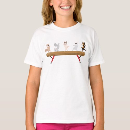 Five Gymnastics Cats on Beam T_Shirt