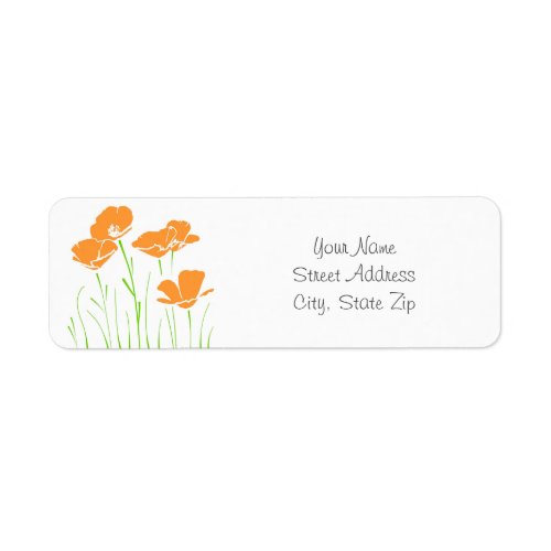 Five Hand Drawn California Poppies   Label