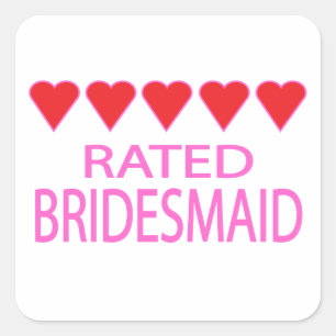 Five Heart Bridesmaid Square Sticker