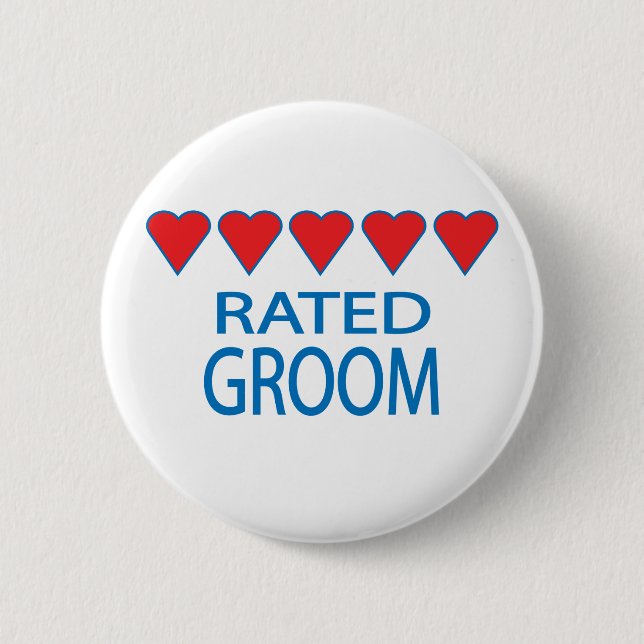 Five Heart Groom Button (Front)
