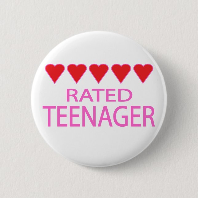 Five Heart Teenager Button (Front)