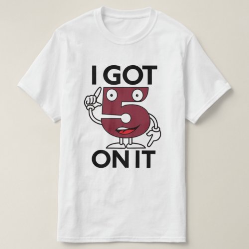 Designed to elevate your streetwear game with a touch of California cool and West Coast vibes, this tee is the epitome of fresh style and bold expression. At the heart of this tee lies the iconic phrase "I Got Five On It," a nod to the timeless classic of hip hop culture. But what sets this tee apart is the playful incorporation of the number 5 as a charismatic cartoon character, adding a whimsical twist to the design. It's a fusion of nostalgia and contemporary flair, making it a must-have for anyone who appreciates the rich tapestry of hip hop history. Crafted with meticulous attention to detail, our t-shirts boast unparalleled quality that rivals the top brands in the industry. Made from premium materials, these tees offer supreme comfort and durability, ensuring they withstand the test of time and countless wears. Whether you're hitting the streets or chilling with friends, you can count on our tees to keep you looking and feeling your best. Available in a classic white hue, this tee is versatile enough to complement any outfit. Whether you're rocking it solo or layering it under your favorite jacket, it's guaranteed to turn heads and spark conversations wherever you go. And with sizes ranging from girls' and boys' to women's and men's, there's a perfect fit for everyone, making it ideal for all ages and genders. But the best part? Our tees offer unbeatable value without compromising on quality. We believe that everyone deserves access to stylish, high-quality clothing without breaking the bank. That's why we've made it our mission to offer top-notch products at prices that won't leave your wallet feeling light. So why settle for ordinary when you can stand out in style with our hip hop-inspired tee? Whether you're a seasoned aficionado or just dipping your toes into the world of urban fashion, this tee is sure to become a staple in your wardrobe. Embrace your love for music and fashion, and make a statement that's as unique as you are. Don't miss out on the opportunity to own a piece of hip hop history with our "I Got Five On It" tee. Order yours today and take your streetwear game to the next level! Visit www.InstrumentalHQ.com for beats & music production.