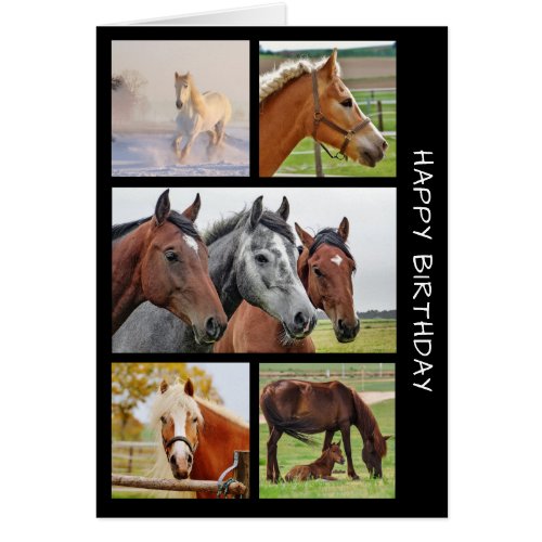 Five HORSE Photo Birthday Collage Birthday Card