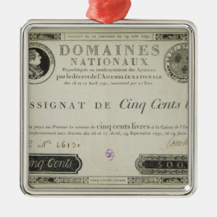 Five hundred livres banknote, 19th June 1791 Metal Ornament
