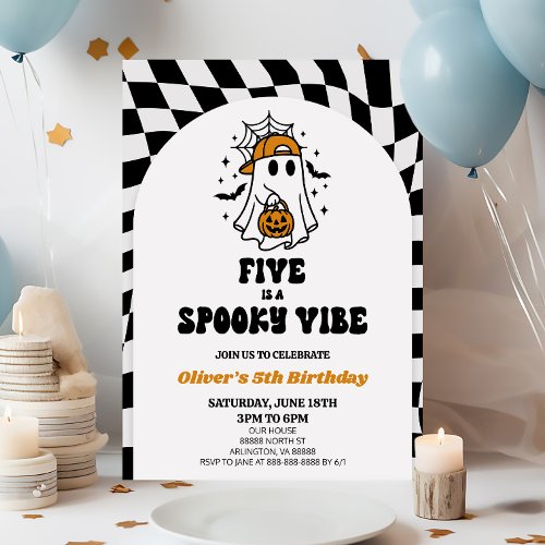 Five Is A Spooky Vibe Halloween 5th Birthday Party Invitation