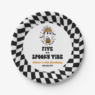 Five Is A Spooky Vibe Halloween 5th Birthday Party Paper Plates