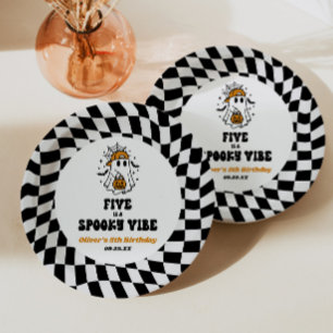 Five Is A Spooky Vibe Halloween 5th Birthday Party Paper Plates