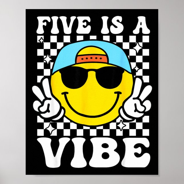 Five Is A Vibe 5th Birthday Groovy Boys Girls 5 Ye Poster (Front)