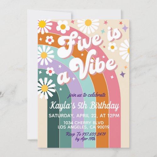 Five is a Vibe 5th Birthday Invitation