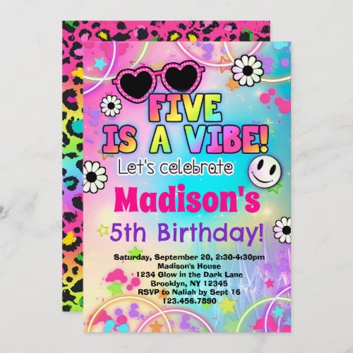 Five is a Vibe 5th Birthday Invitation for Girls