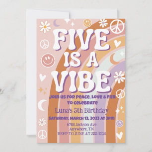 Five is a Vibe 5th Birthday Invtiation Invitation
