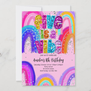 Five is a Vibe 5th Birthday Party Invitation