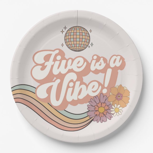 Five is a Vibe 5th birthday party plates (Front)
