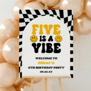Five Is A Vibe 5th Birthday Party Welcome Sign