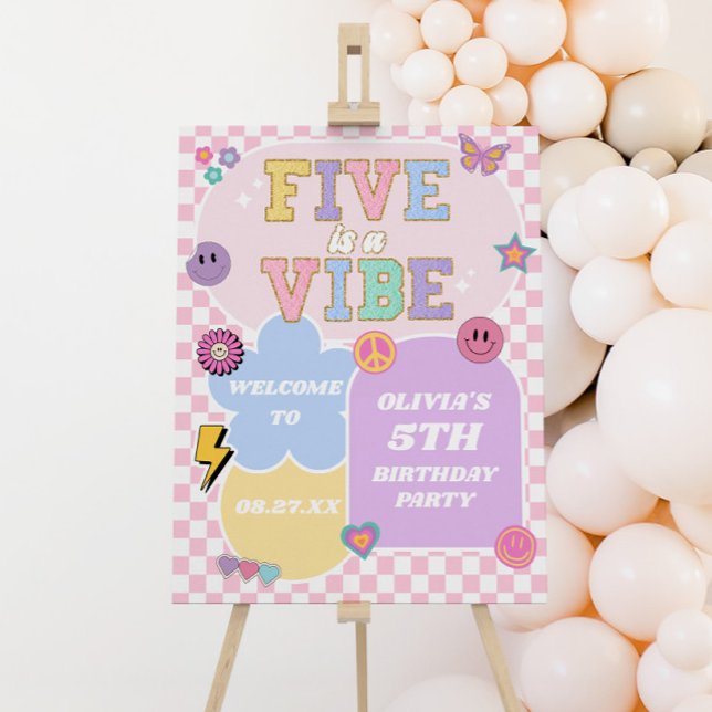 Five Is A Vibe 5th Birthday Party Welcome Sign (Creator Uploaded)