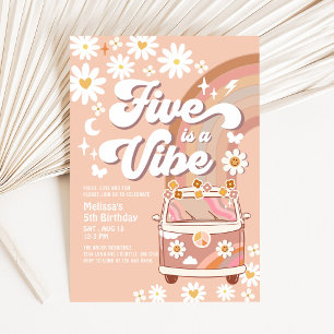 Five is a Vibe 5th Groovy Van Birthday Invitation