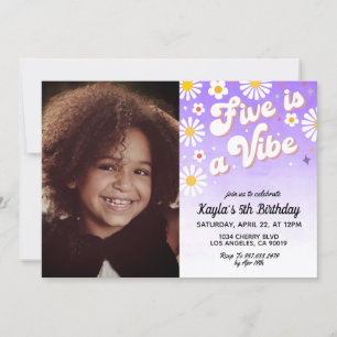 Five is a Vibe 5th Portrait Birthday Invitation