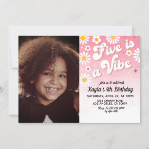 Five is a Vibe 5th Portrait Birthday Invitation