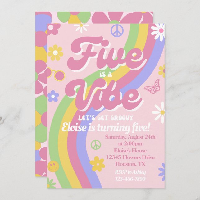 Five is a Vibe Birthday Invitation (Front/Back)