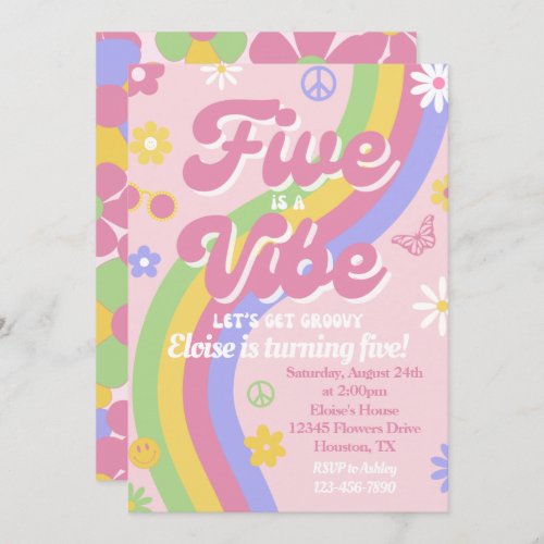 Five is a Vibe Birthday Invitation