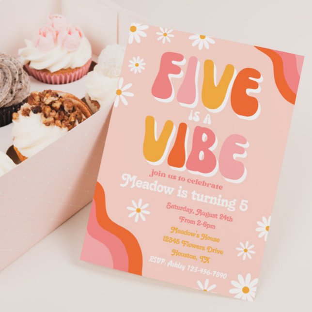 Five is a Vibe Birthday Invitation | Groovy  (Creator Uploaded)