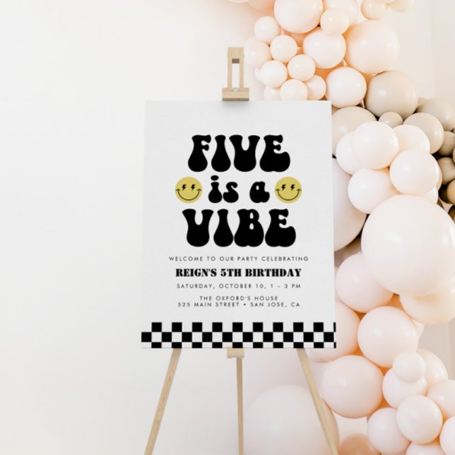 Five is a Vibe | Boys 5th Birthday Welcome Sign (Creator Uploaded)