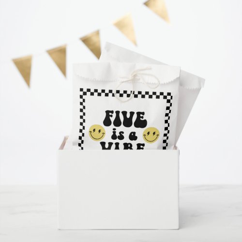 Five is a Vibe  Boys Happy Face 5th Birthday Favor Bag