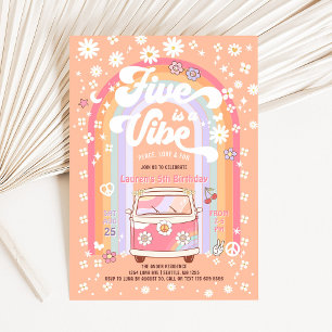 FIVE is a Vibe Daisy Groovy 5th Birthday Invitation
